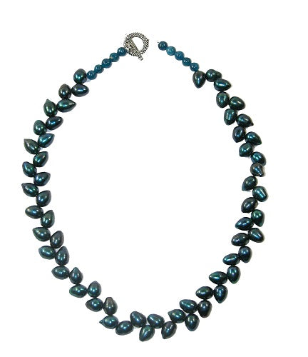 Freshwater Pearl Bead Apatite Toggle Necklace