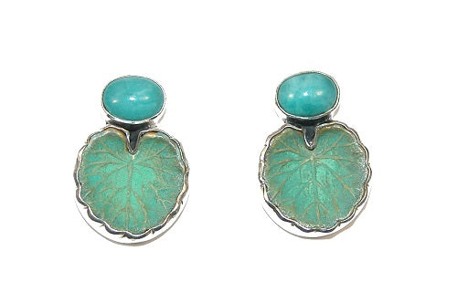 Amazonite Lilypad Sterling Silver Earring