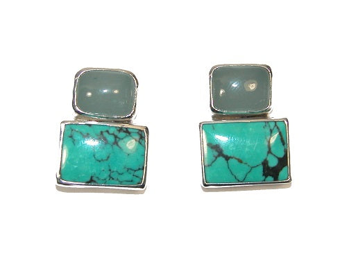 Aquamarine Turquoise Sterling Silver Earrings