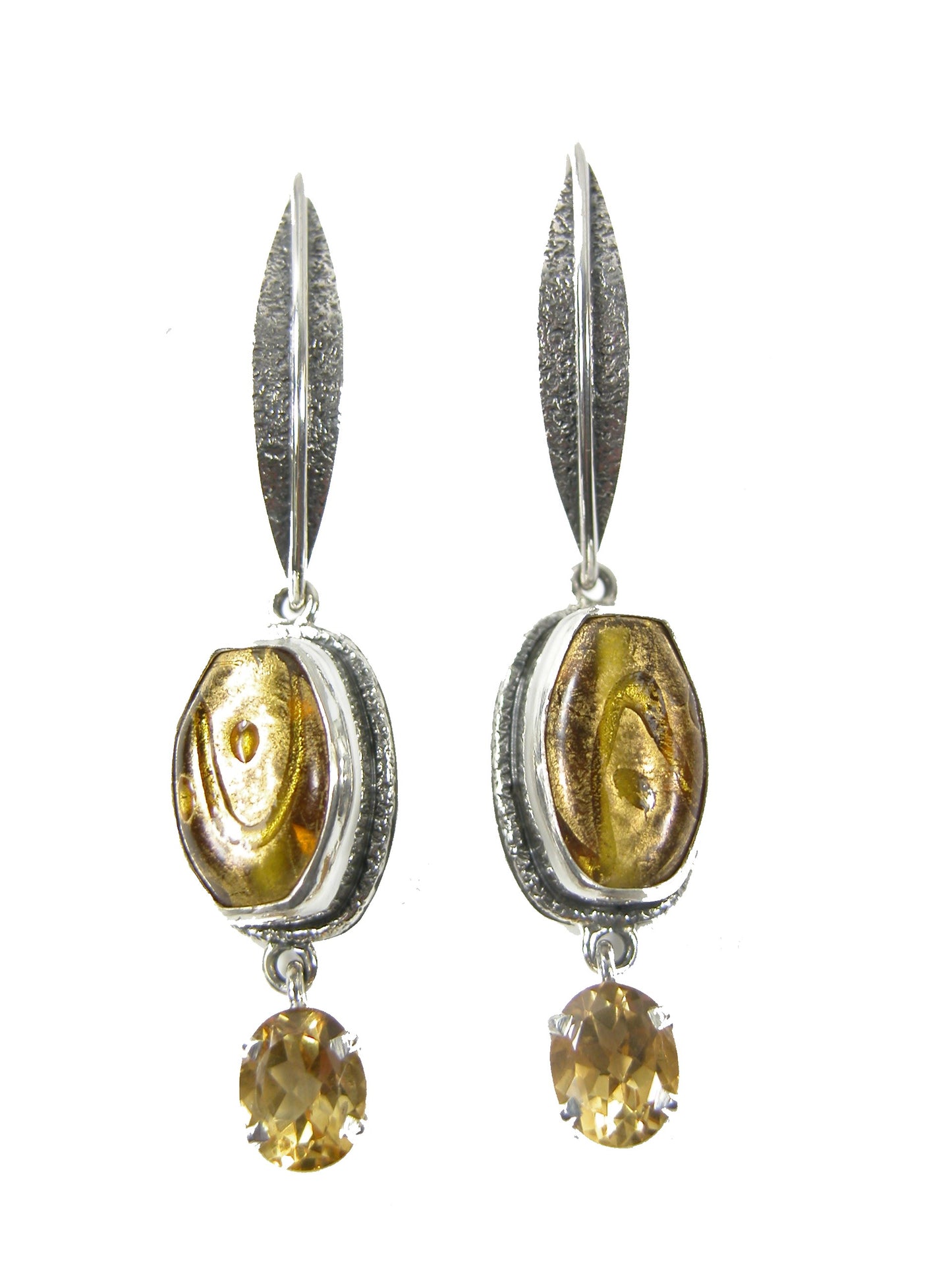 29341 Citrine Drop Sterling Silver Earrings