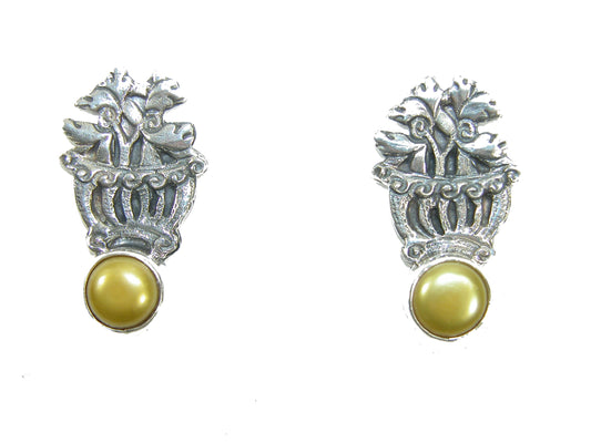 Freshwater Pearl Floral Sterling Silver Earring