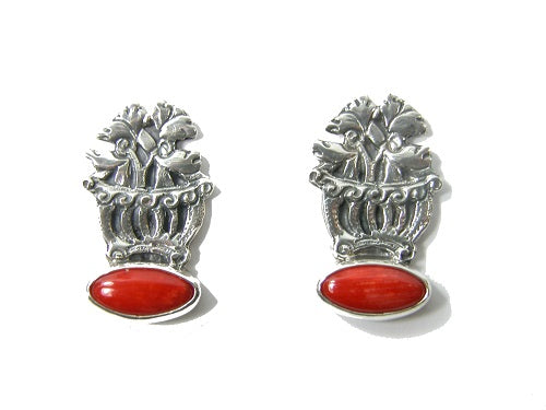 29345B Coral Sterling Silver Basket Earrings (SIMILAR STYLE)