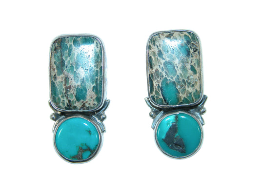 29384A 2 Piece Turquoise, Sterling Silver Earrings