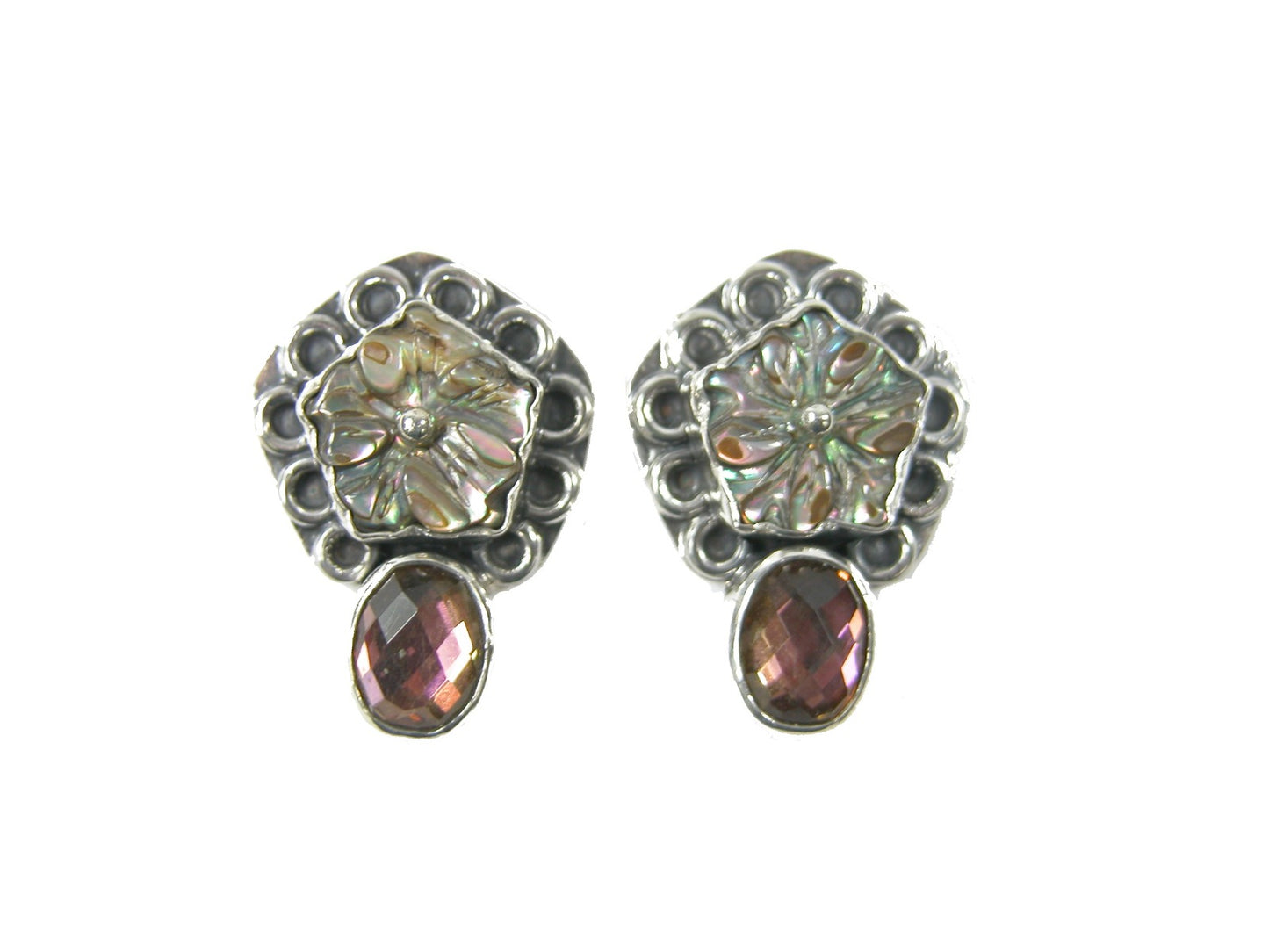 Abalone Flower Quartz Sterling Silver Earring