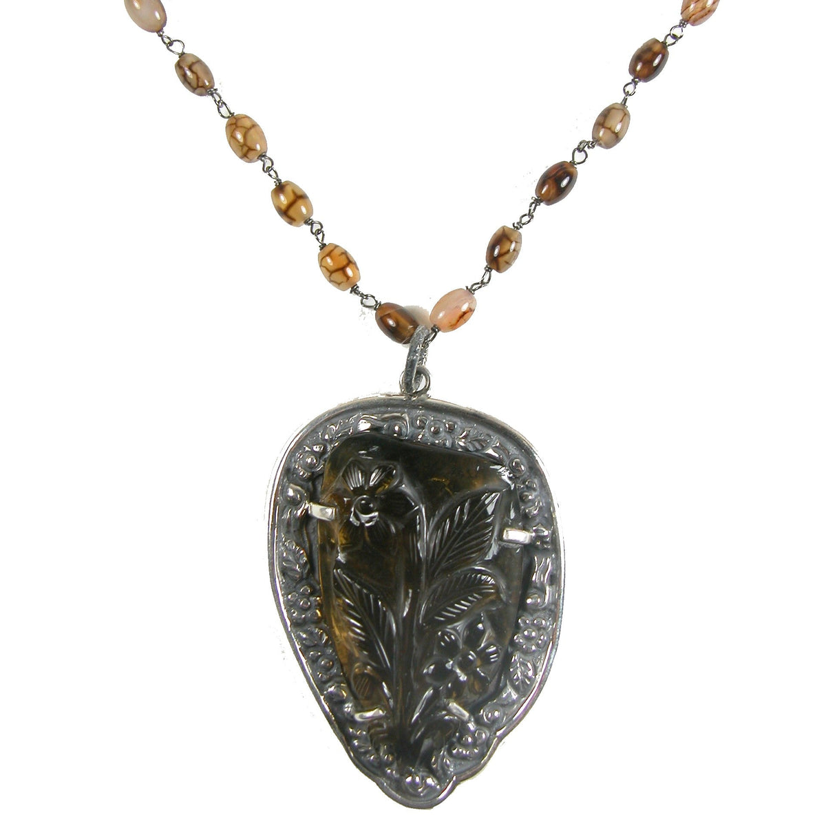 29478 Carved Congas Topaz Sterling Silver Necklace