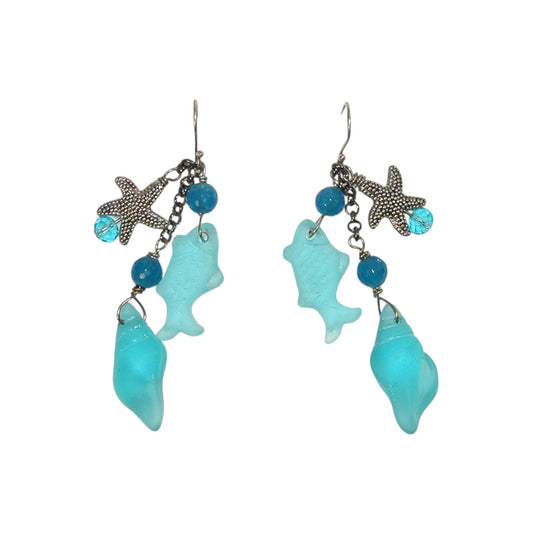 29499C Sea Glass Sea Life Sterling Silver Earrings