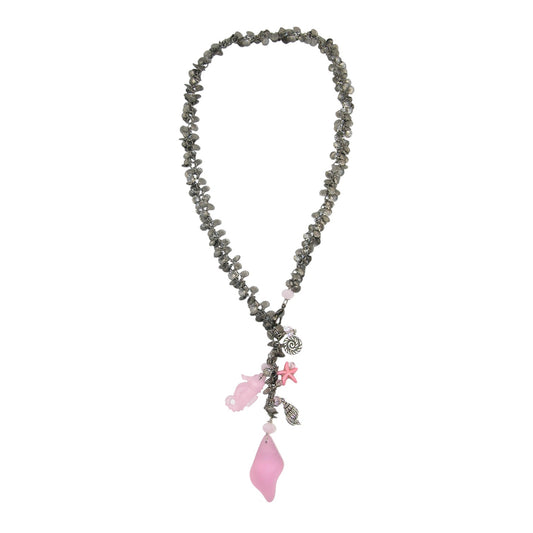 29500 Pink Sea Glass Sea Life Sterling Silver Necklace