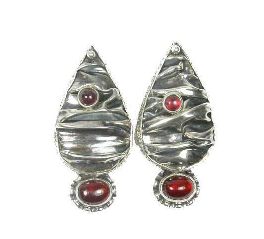 Garnet Sterling Silver Earring