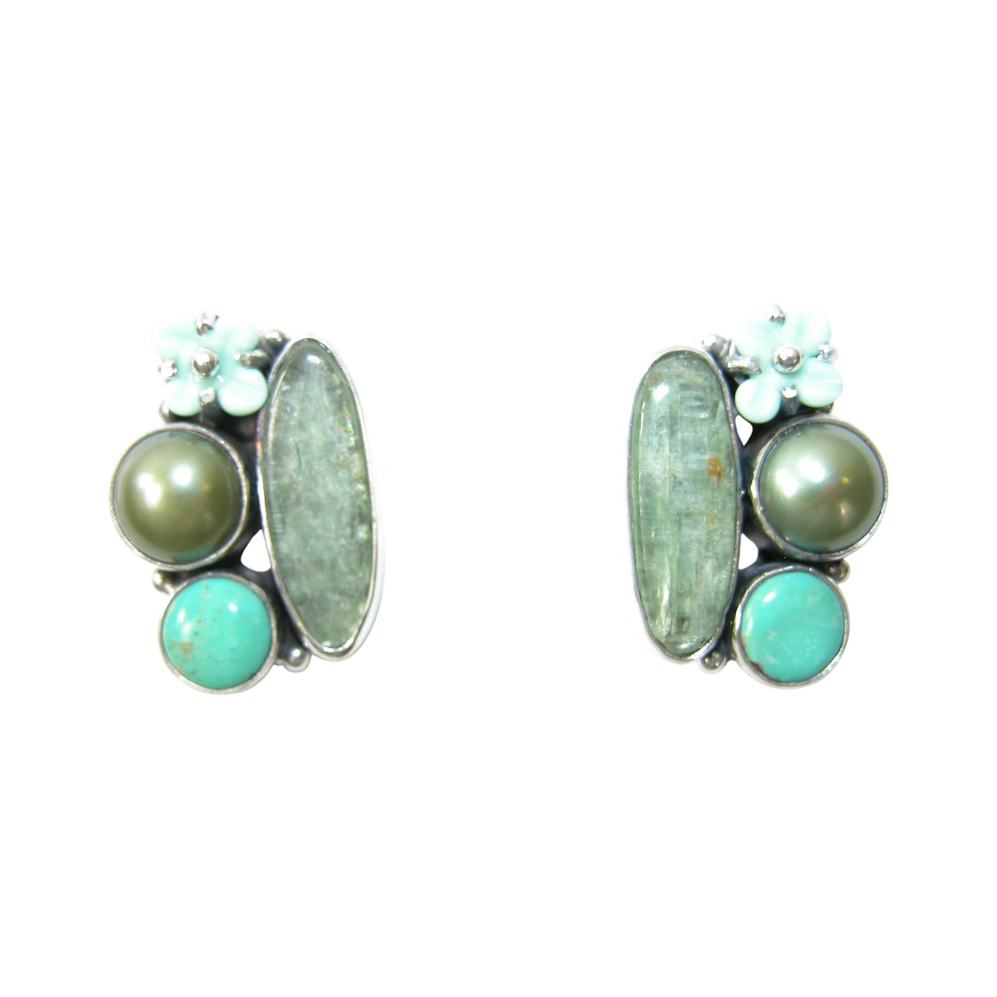 29589 Freshwater Pearl Cluster Sterling Silver Earrings