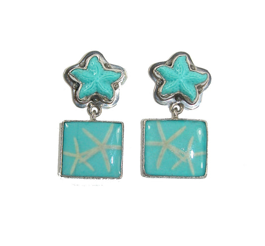 29592 Handmade Tile, Turquoise Sterling Silver Earrings
