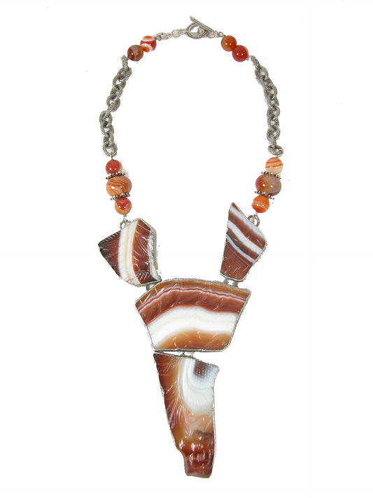 29607 Carved Carnelian Collar Sterling Silver Necklace