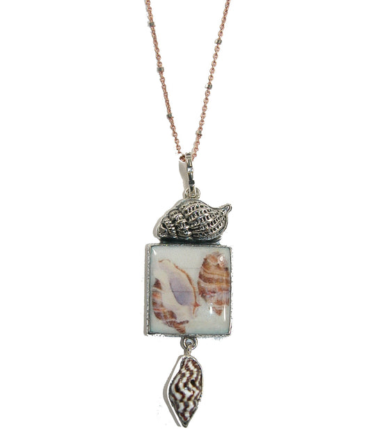 29609 Hand Made Tile Seashell Sterling Silver Necklace
