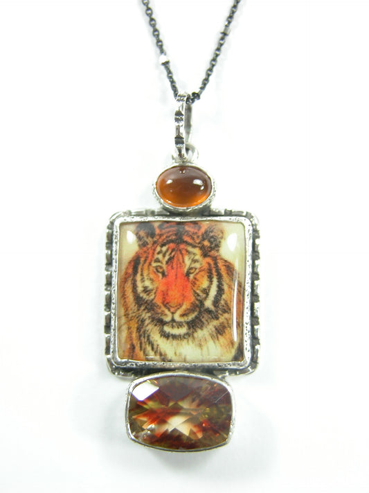 29612A Hand Made Tile Cheetah Necklace