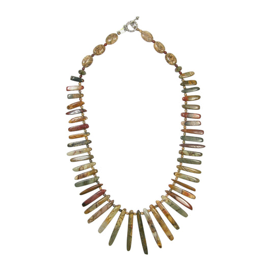 29628A Jasper Slices Sterling Silver Necklace