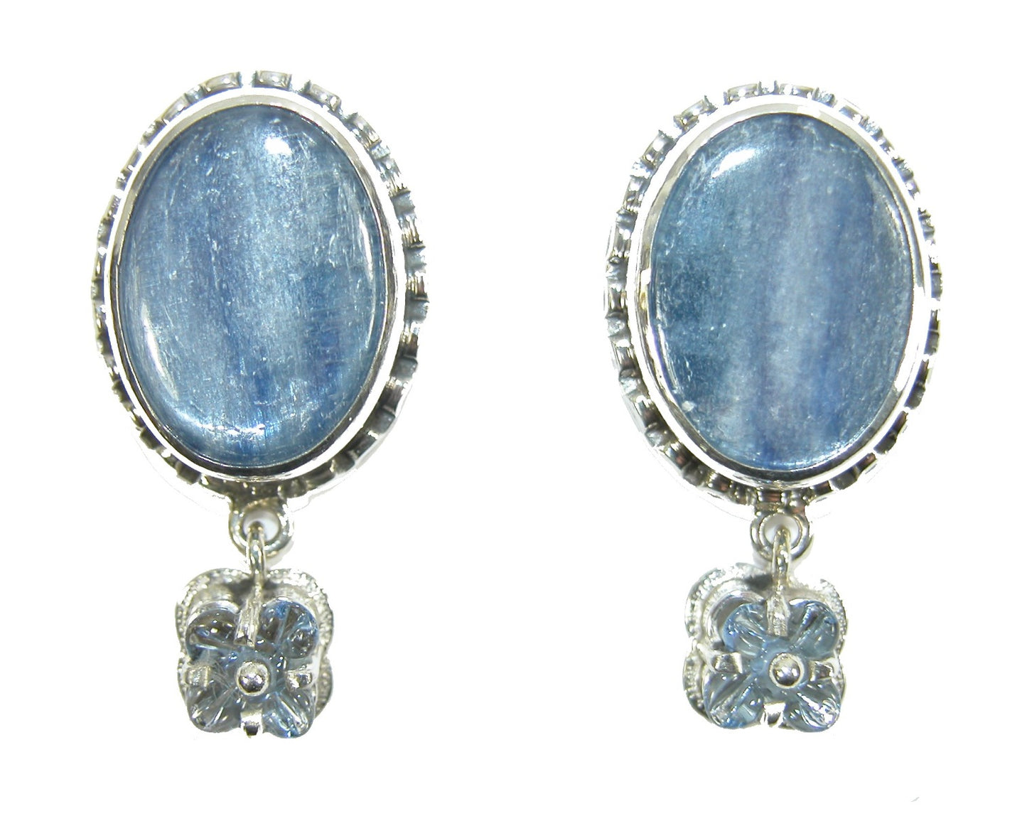 29740 Two Piece Kyanite Earrings with Glass Flower Earrings