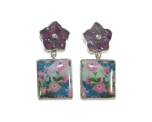 29783 Hand Made Tile Sterling Silver Earrings
