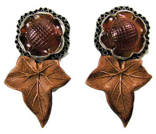 29790 Carnelian Ivy Leaf Sterling Silver Earrings