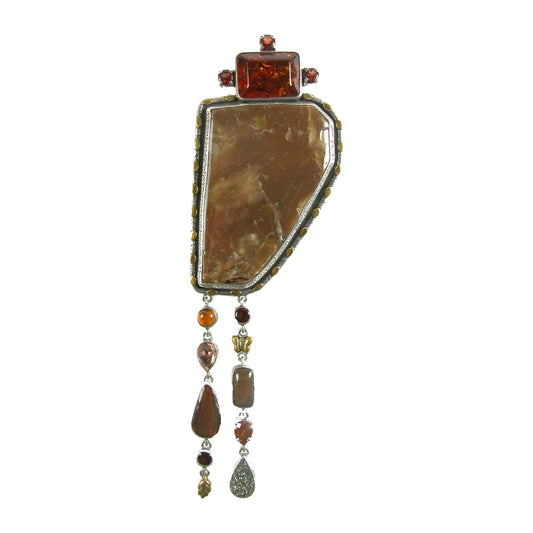 29826 Baltic Amber Drusy Sterling Silver Pin and Pendant