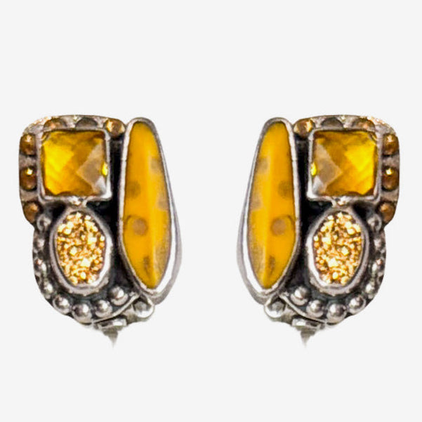 29845 Gold Clad Druzy, Celestial Quartz Cluster Earrings