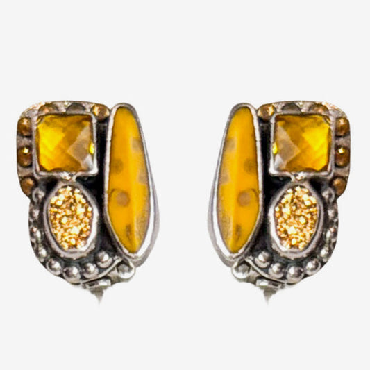 29845 Gold Clad Druzy, Celestial Quartz Cluster Earrings