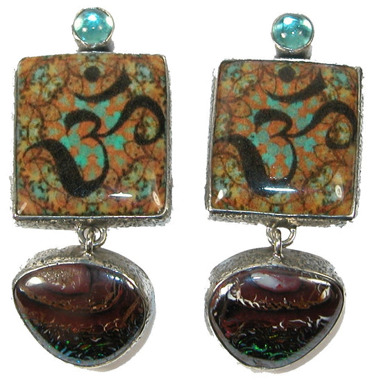 29861 Handmade Tile Boulder Opal Apatite Sterling Silver Earring