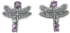 Amethyst Dragonfly Blue Topaz Sterling Silver Earring