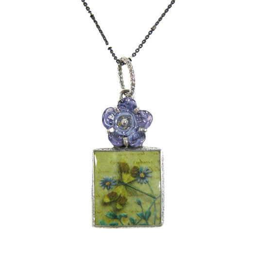 29954 Hand Made Tile Hand Made Glass Sterling Silver Necklace