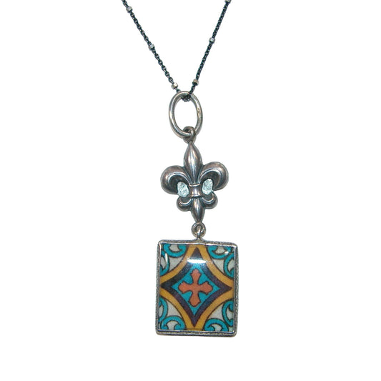 29962 Hand Made Tile Sterling Silver Necklace