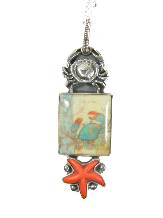 Crab Tile With Starfish Pendant