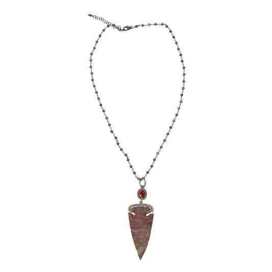 29998A Carnelian, Agate, Pyrite Sterling Silver Necklace