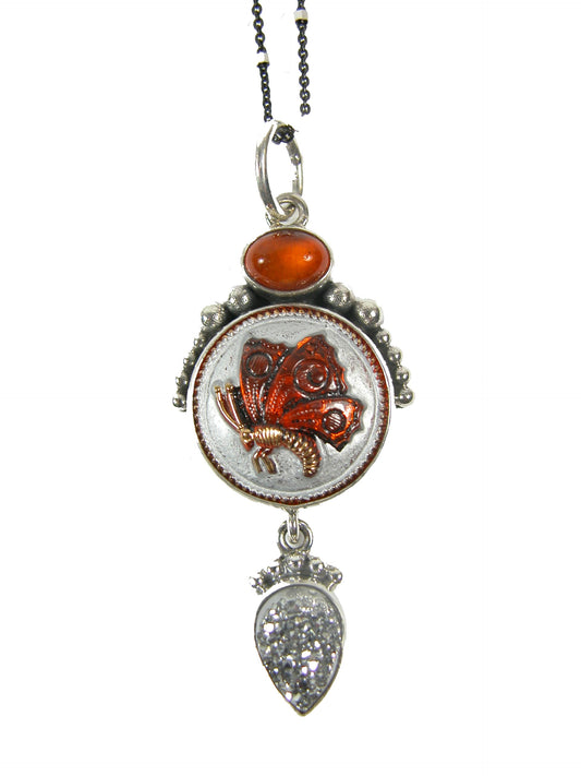 Hessonite Titanium Drusy Sterling Silver Necklace (NEEDS PHOTO OF FULL NECKLACE)