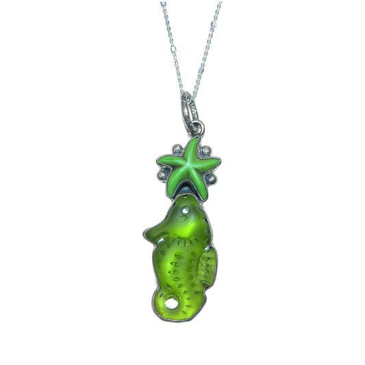 30050 Sea Glass Seahorse Sterling Silver Necklace