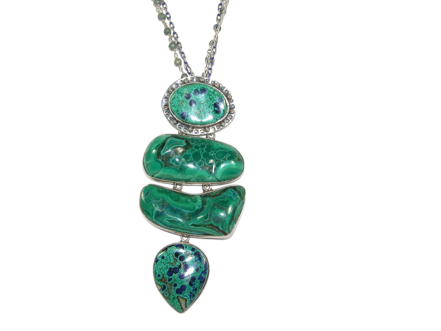 4 Piece Malachite and Malachite Azurite Necklace