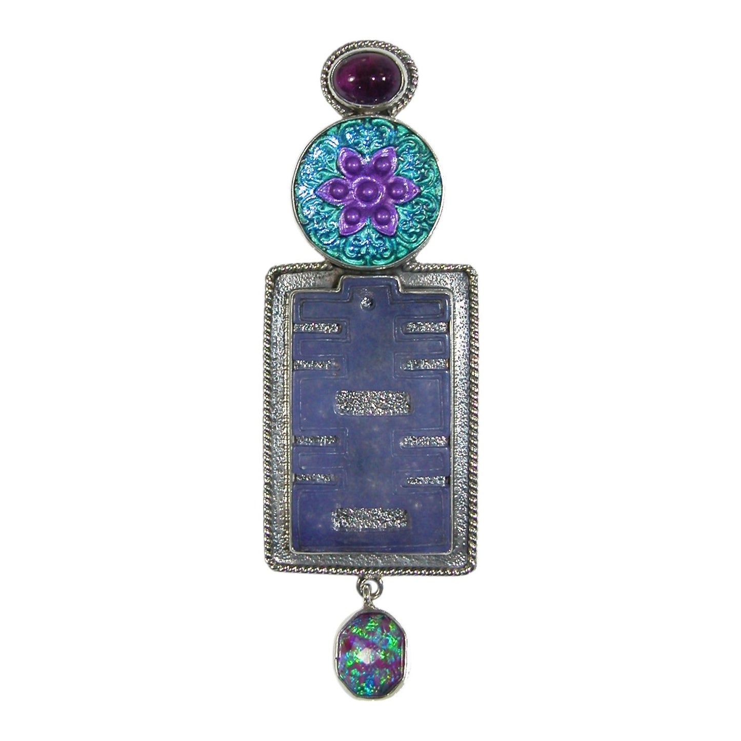 Czech Glass Sterling Silver Pin and Pendant