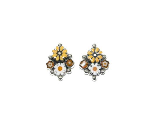 30178 Millefiori and Hand-painted Enameled Daisy Earring
