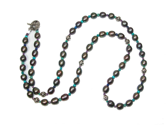 Peacock Freshwater Pearl Long Necklace