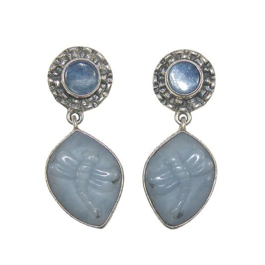 30333 Carved Dragonfly Sterling Silver Earrings