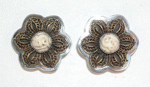3034 Carved Flower Earrings