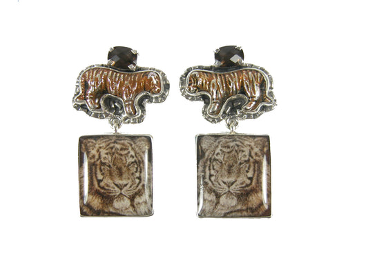 30381 Quartz, Hand Made Tile Sterling Silver Earrings
