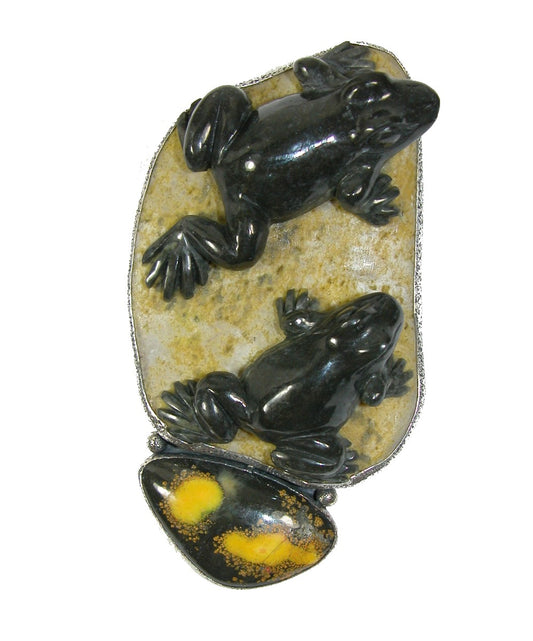 Bumble Bee Jasper One-Of-a-Kind Sterling Silver Pin Pendant