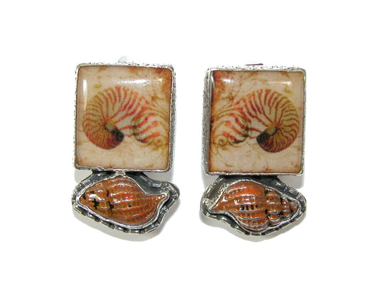 30509 Handmade Tile Enamel Sterling Silver Earring