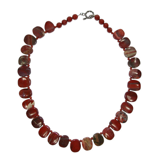 Red Agate Sterling Silver Necklace