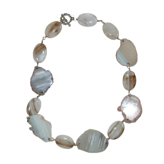 Agate Slices Sterling Silver Necklace
