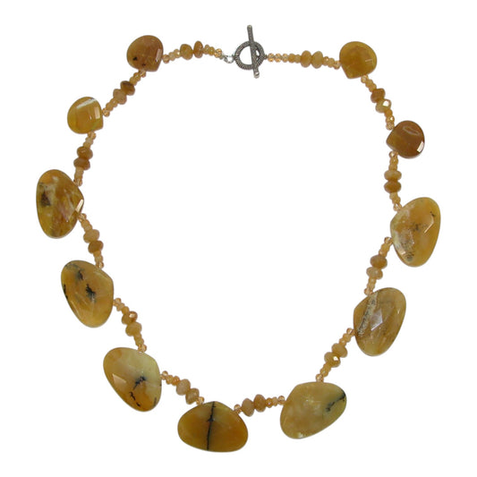 30698 Agate, Crystal Beaded Sterling Silver Necklace