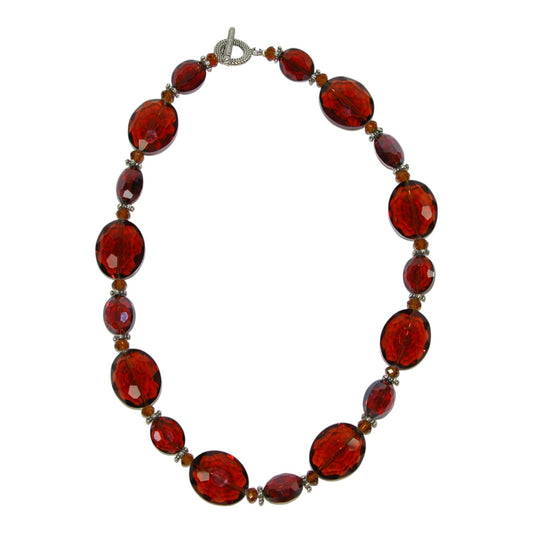 Ruby, Crystal Beaded Sterling Silver Necklace