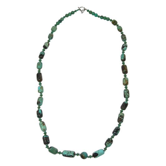 Turquoise Beaded Sterling Silver Necklace