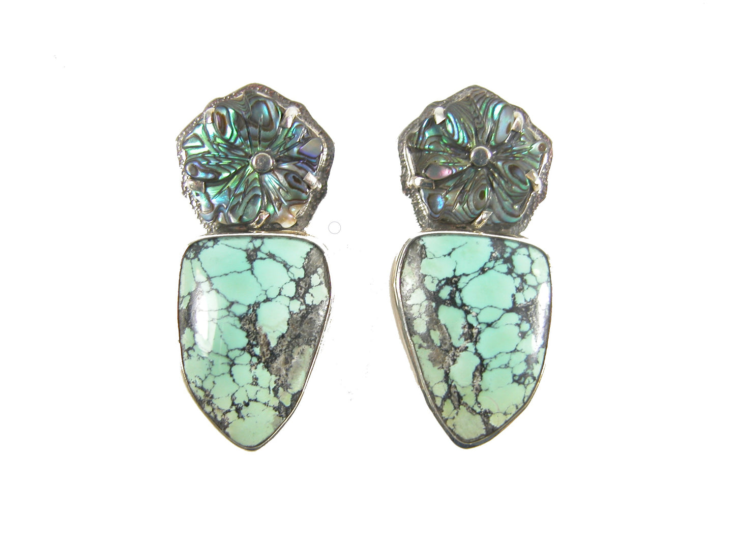Turquoise Flower Sterling Silver Earrings