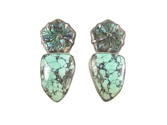 Turquoise Flower Sterling Silver Earrings