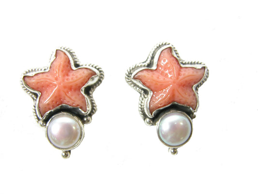 30766A Freshwater Pearl Star Fish Sterling Silver Pin Pendant