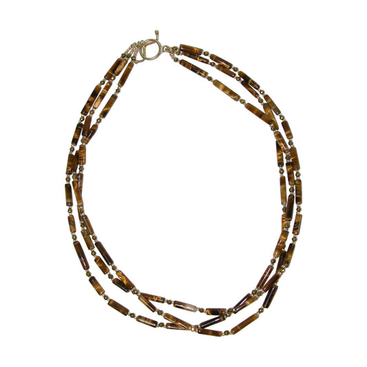 Tiger Eye Beaded Vermeil Necklace